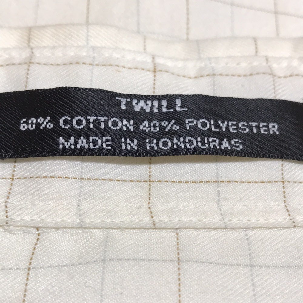 JOHN HENRY—VTG—Men’s Cream Plaid LS Twill Dress Shirt—16 1/2 Neck, 34/35 Sleeve - Picture 4 of 11